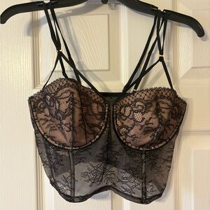 Victoria's Secret Black and Tan Lace Bustier
